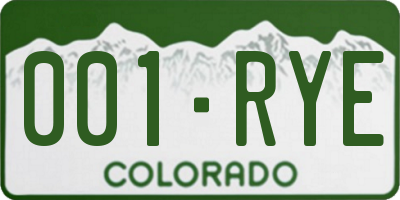 CO license plate 001RYE