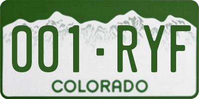 CO license plate 001RYF