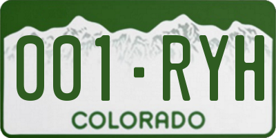 CO license plate 001RYH