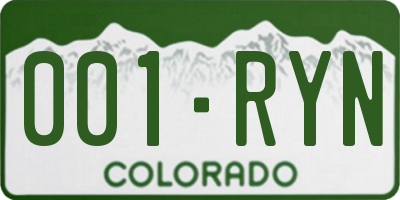 CO license plate 001RYN