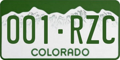 CO license plate 001RZC