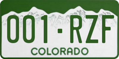 CO license plate 001RZF