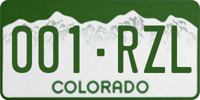 CO license plate 001RZL