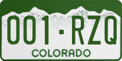 CO license plate 001RZQ