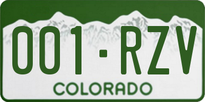 CO license plate 001RZV