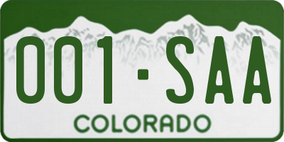 CO license plate 001SAA