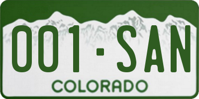 CO license plate 001SAN