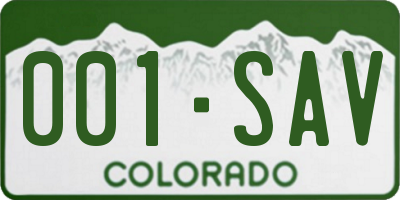 CO license plate 001SAV