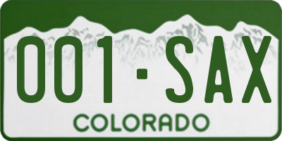 CO license plate 001SAX