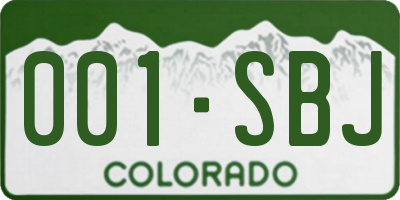 CO license plate 001SBJ