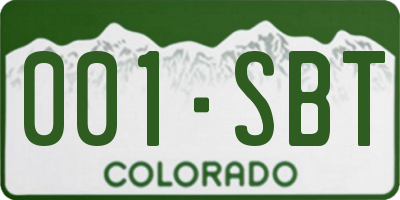 CO license plate 001SBT