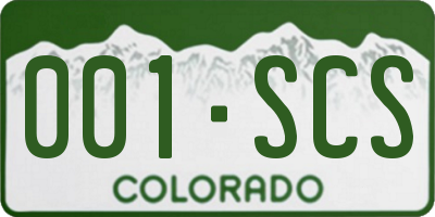 CO license plate 001SCS