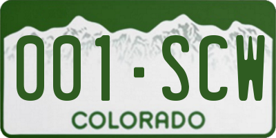 CO license plate 001SCW