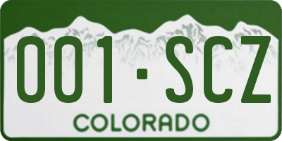 CO license plate 001SCZ