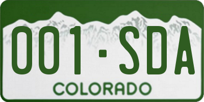 CO license plate 001SDA