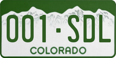 CO license plate 001SDL