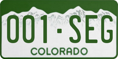 CO license plate 001SEG