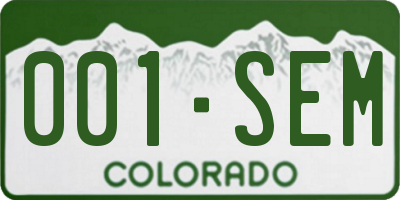 CO license plate 001SEM