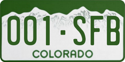 CO license plate 001SFB