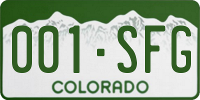 CO license plate 001SFG