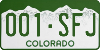 CO license plate 001SFJ