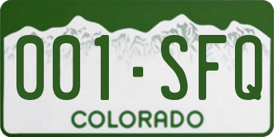CO license plate 001SFQ