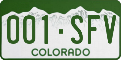 CO license plate 001SFV