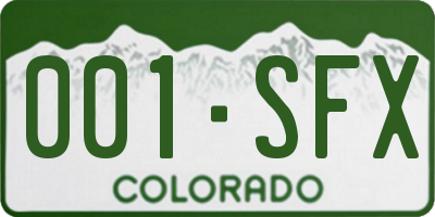 CO license plate 001SFX