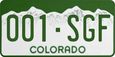 CO license plate 001SGF