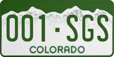 CO license plate 001SGS