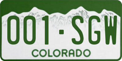 CO license plate 001SGW