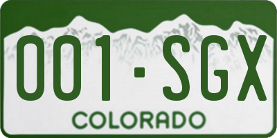 CO license plate 001SGX