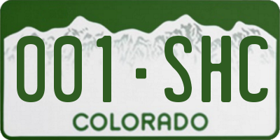 CO license plate 001SHC