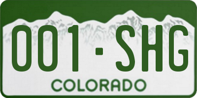 CO license plate 001SHG