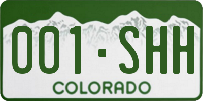 CO license plate 001SHH