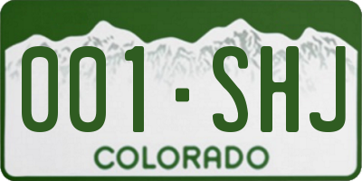 CO license plate 001SHJ