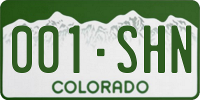 CO license plate 001SHN