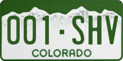 CO license plate 001SHV