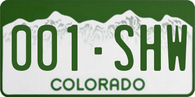 CO license plate 001SHW