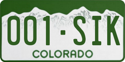 CO license plate 001SIK