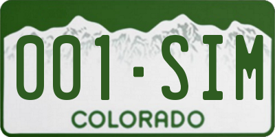 CO license plate 001SIM