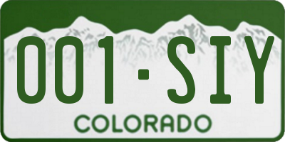 CO license plate 001SIY