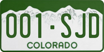 CO license plate 001SJD