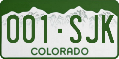 CO license plate 001SJK