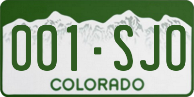 CO license plate 001SJO