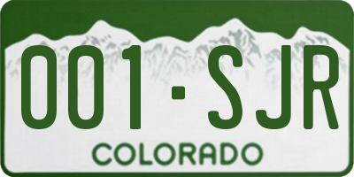 CO license plate 001SJR