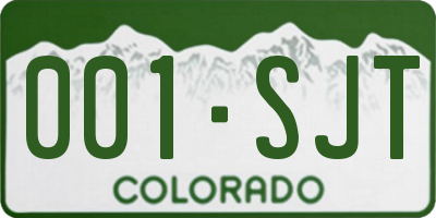 CO license plate 001SJT