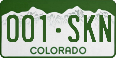CO license plate 001SKN
