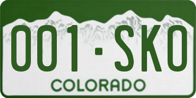 CO license plate 001SKO