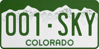 CO license plate 001SKY